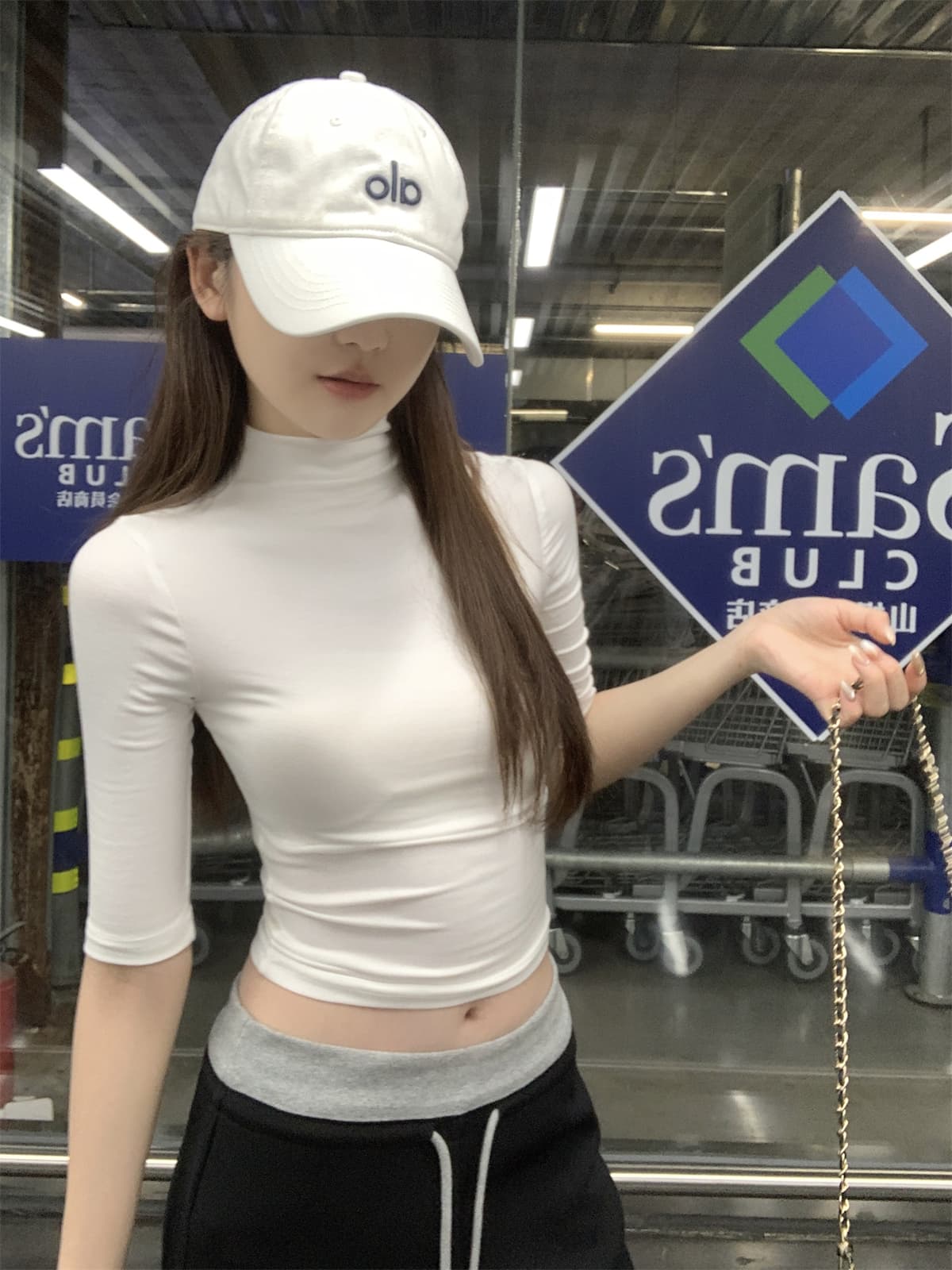 실사 정가 가을 한국 스타일 품격 반하이넥 단색 몸매 가꾸기 핫걸 인사이드 가져 가라. 쇼트 스타일 중간 소매 티셔츠 맨위 여성 상세 이미지 20
