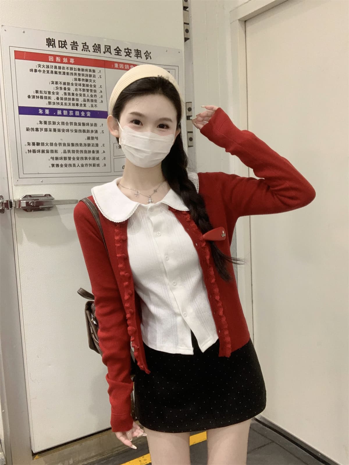 실사 정가 가을 한국 스타일 품격 부드러운 베이비 칼라 달콤함 연령 감소 긴팔 오픈 가디건 티셔츠 만나는 맨위 여성 상세 이미지 5