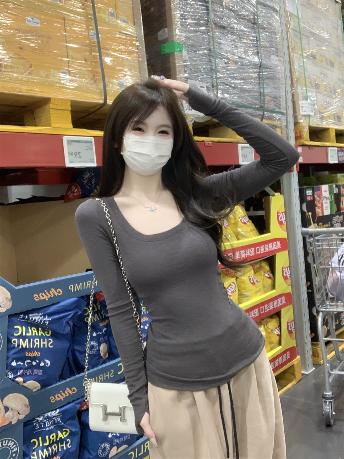 실사 정가 가을 겨울 한국 스타일 순수한 욕망 몸매 가꾸기 슬림해 보이는 광장 칼라 품격 인사이드 가져 가라. 긴팔 티셔츠 기본 셔츠 맨위 여성 상세 이미지 19