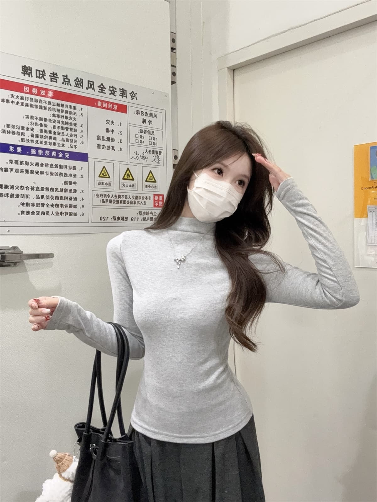 실사 정가 가을 겨울 한국 스타일 몸매 가꾸기 핫걸 반하이넥 호주 플러시 기본 셔츠 단색 인사이드 가져 가라. 니트 스웨터 맨위 상세 이미지 15