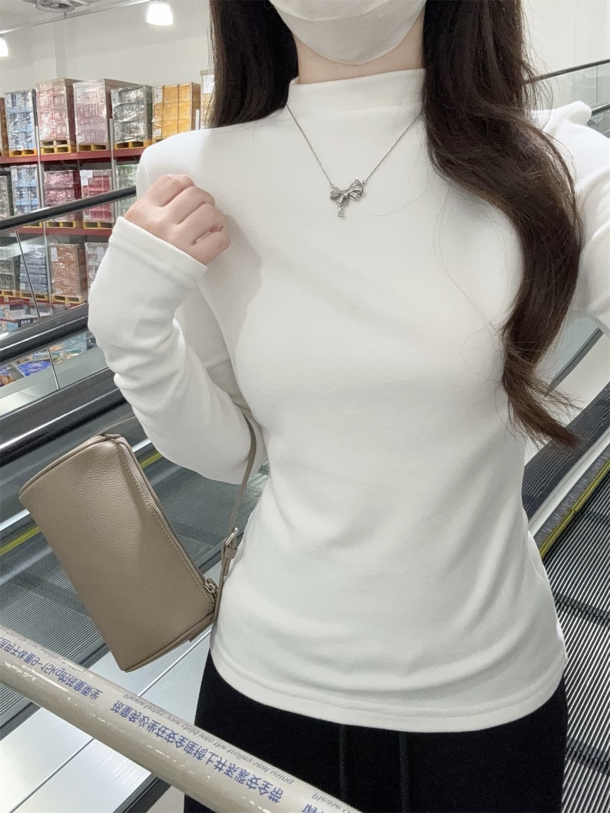 실사 정가 가을 겨울 한국 스타일 몸매 가꾸기 핫걸 반하이넥 호주 플러시 기본 셔츠 단색 인사이드 가져 가라. 니트 스웨터 맨위 상세 이미지 31