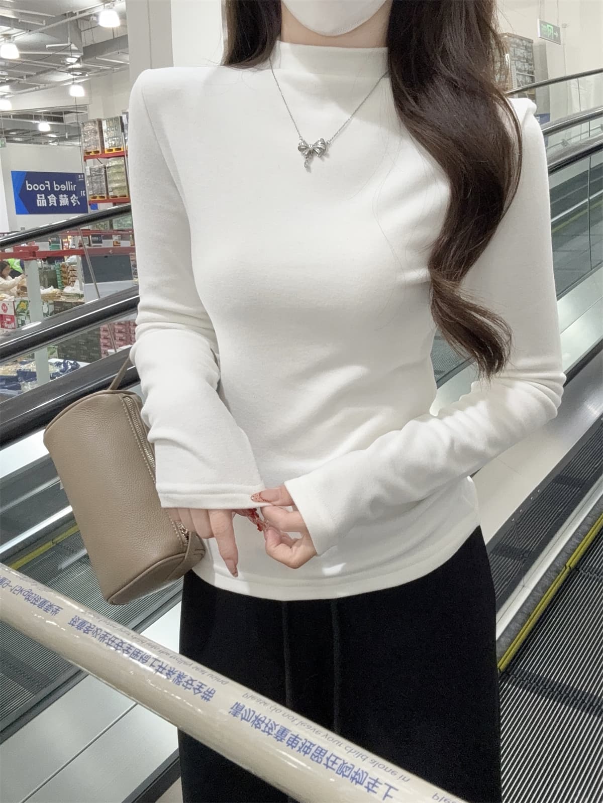 실사 정가 가을 겨울 한국 스타일 몸매 가꾸기 핫걸 반하이넥 호주 플러시 기본 셔츠 단색 인사이드 가져 가라. 니트 스웨터 맨위 상세 이미지 32