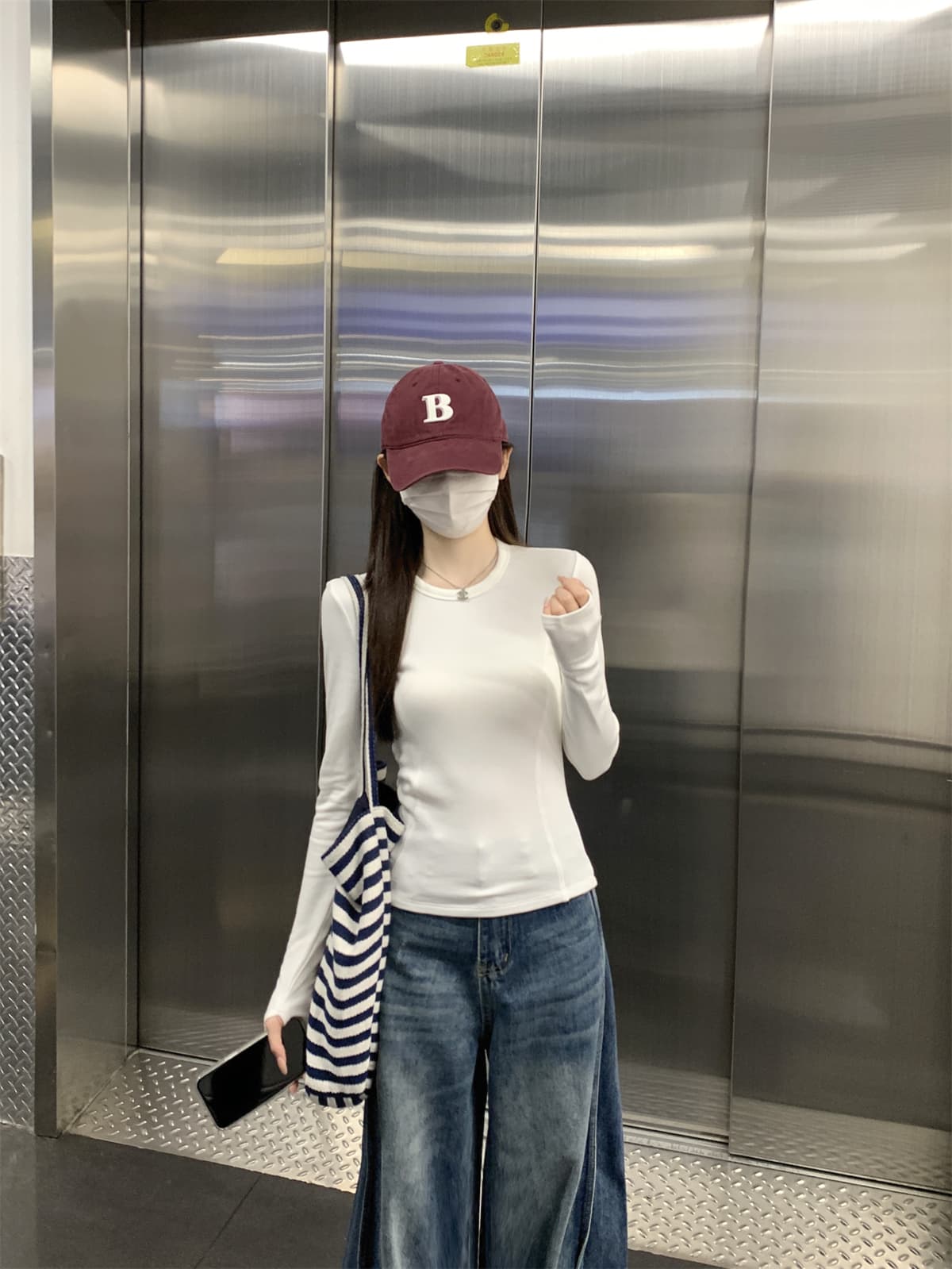 실사 정가 가을 겨울 한국 스타일 품격 생선뼈 허리 수축 라운드 넥 긍정적 인 어깨 양모 연삭 털 인사이드 가져 가라. 긴팔 티셔츠 맨위 상세 이미지 2