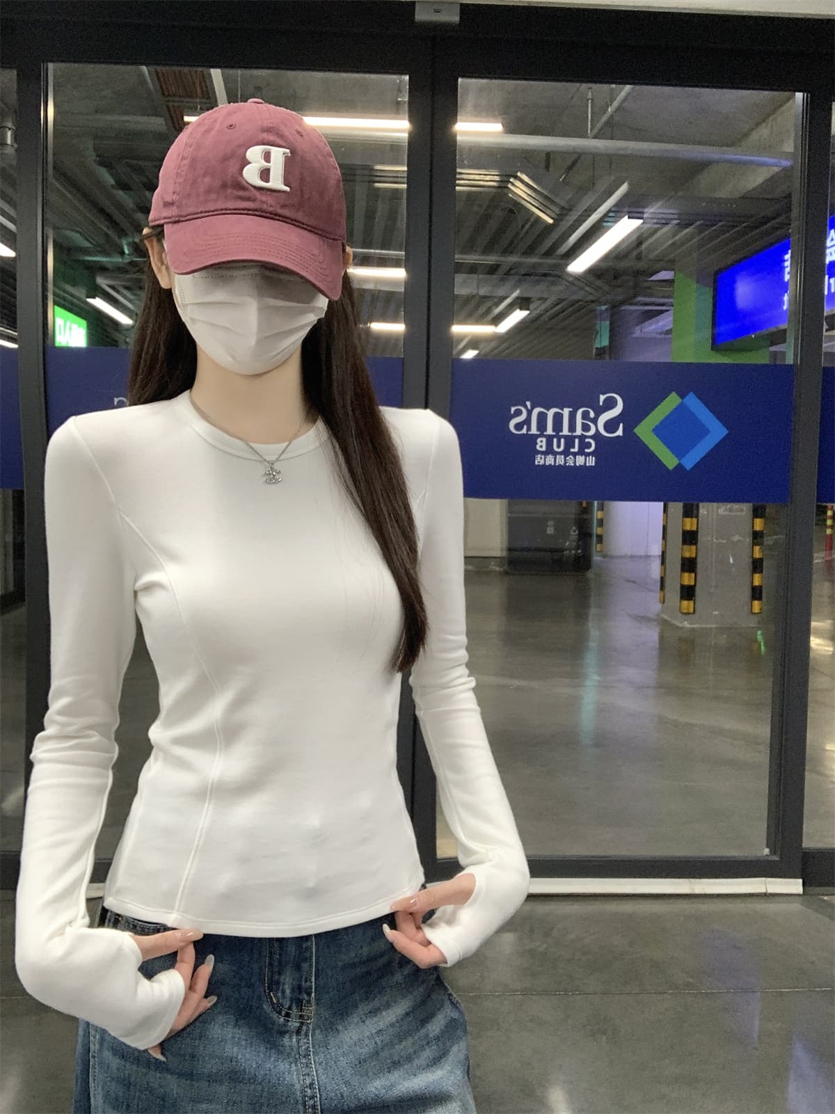 실사 정가 가을 겨울 한국 스타일 품격 생선뼈 허리 수축 라운드 넥 긍정적 인 어깨 양모 연삭 털 인사이드 가져 가라. 긴팔 티셔츠 맨위 상세 이미지 13