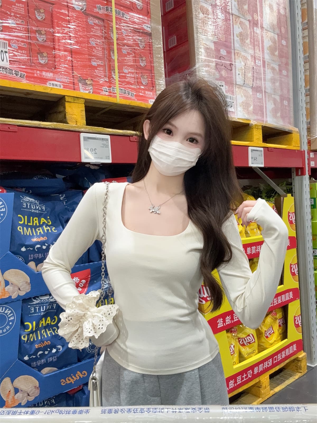 실사 정가 가을 겨울 한국 스타일 광장 칼라 단색 몸매 가꾸기 슬림해 보이는 품격 다용도 긴팔 티셔츠 맨위 상세 이미지 4
