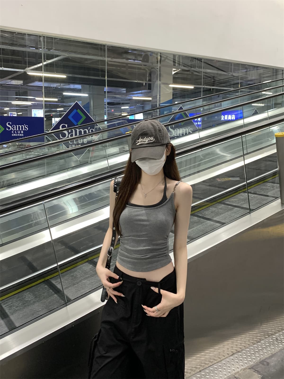 실사 정가 여름 한국 스타일 핫걸 페이크 레이어드 행침 목 레이스업 몸매 가꾸기 슬림해 보이는 만나는 캐미솔 맨위 상세 이미지 18