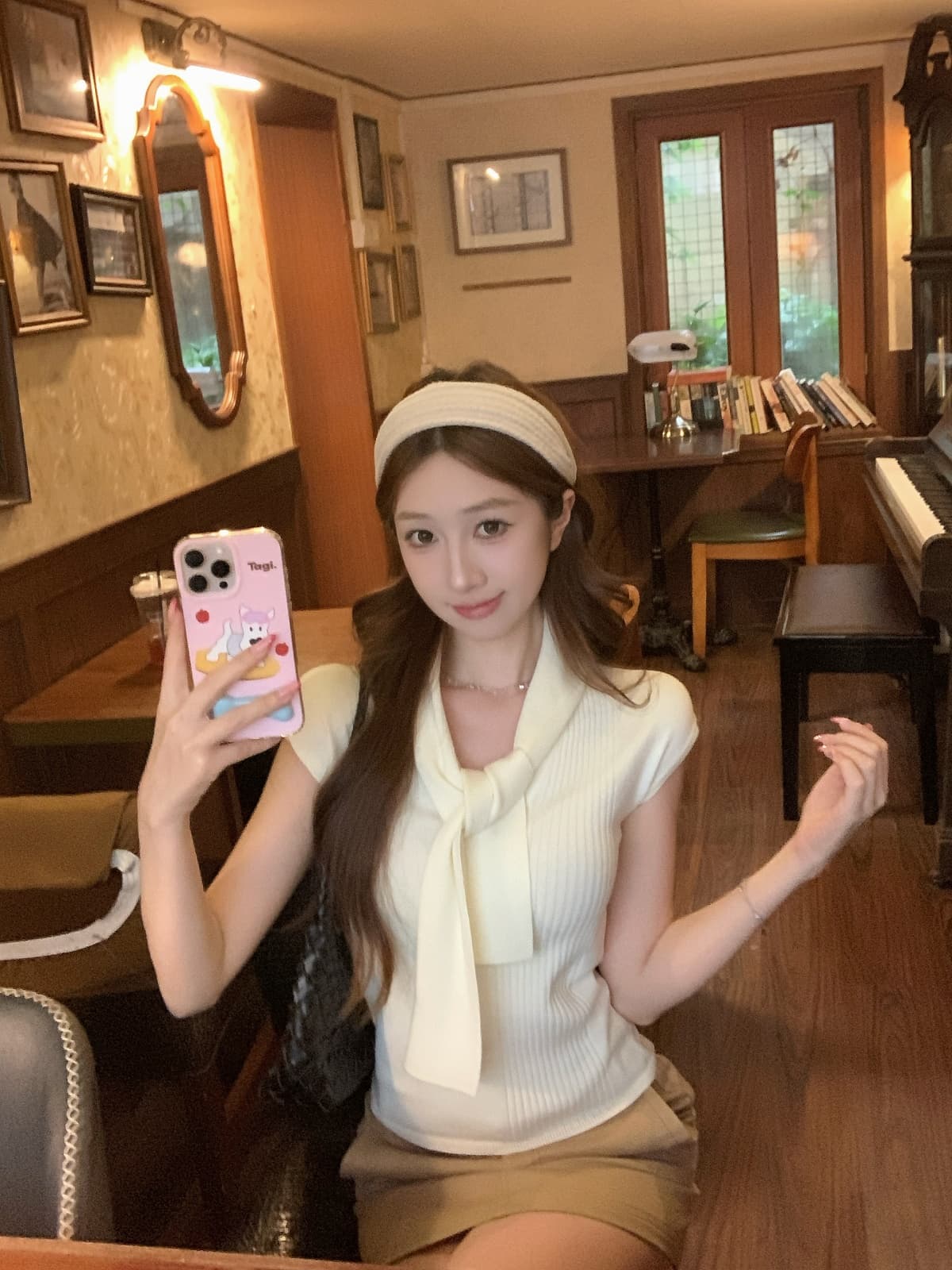 실사 정가 여름 한국 스타일 가짜 두 조각 해군 칼라 부드러운 품격 슬림해 보이는 다용도 니트 맨위 이미지 4
