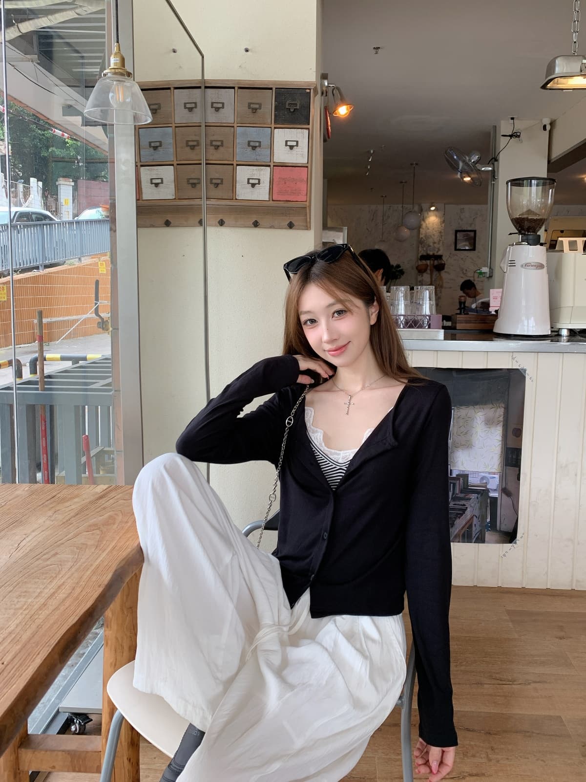 실사 정가 여름 한국 스타일 단색 싱글 줄 버튼 자외선 차단 오픈 가디건 품격 다용도 긴팔 티셔츠 맨위 상세 이미지 11
