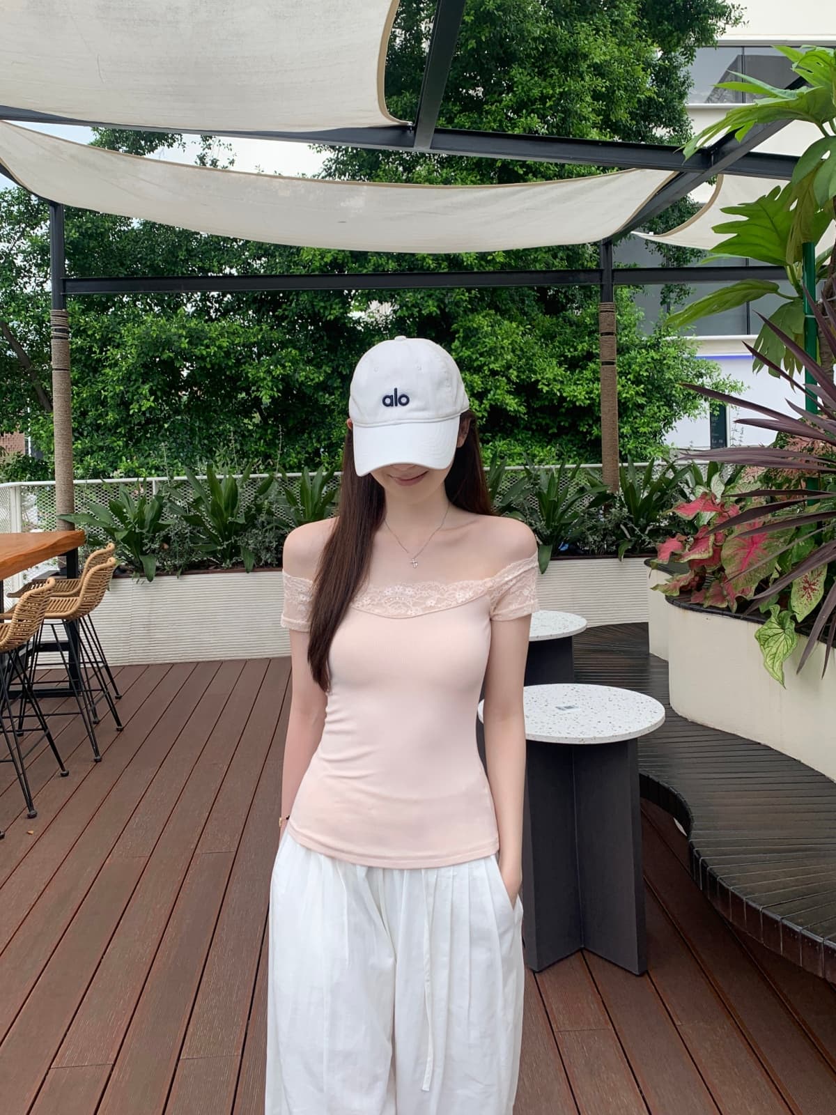 실사 정가 여름 한국 스타일 순수한 욕망 바람 오프숄더 레이스 조각 품격 다용도 반팔 티셔츠 맨위 상세 이미지 2