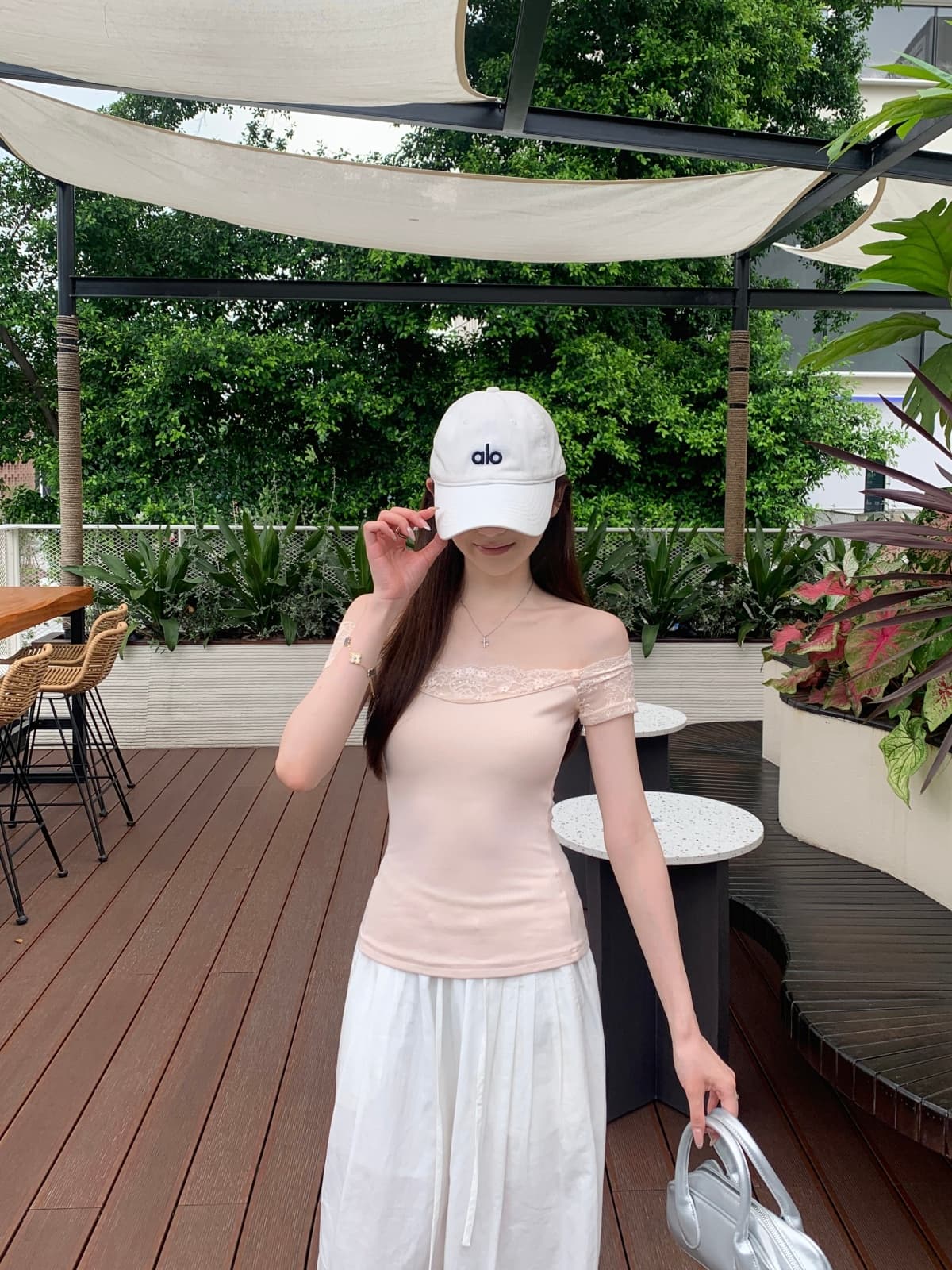실사 정가 여름 한국 스타일 순수한 욕망 바람 오프숄더 레이스 조각 품격 다용도 반팔 티셔츠 맨위 상세 이미지 3