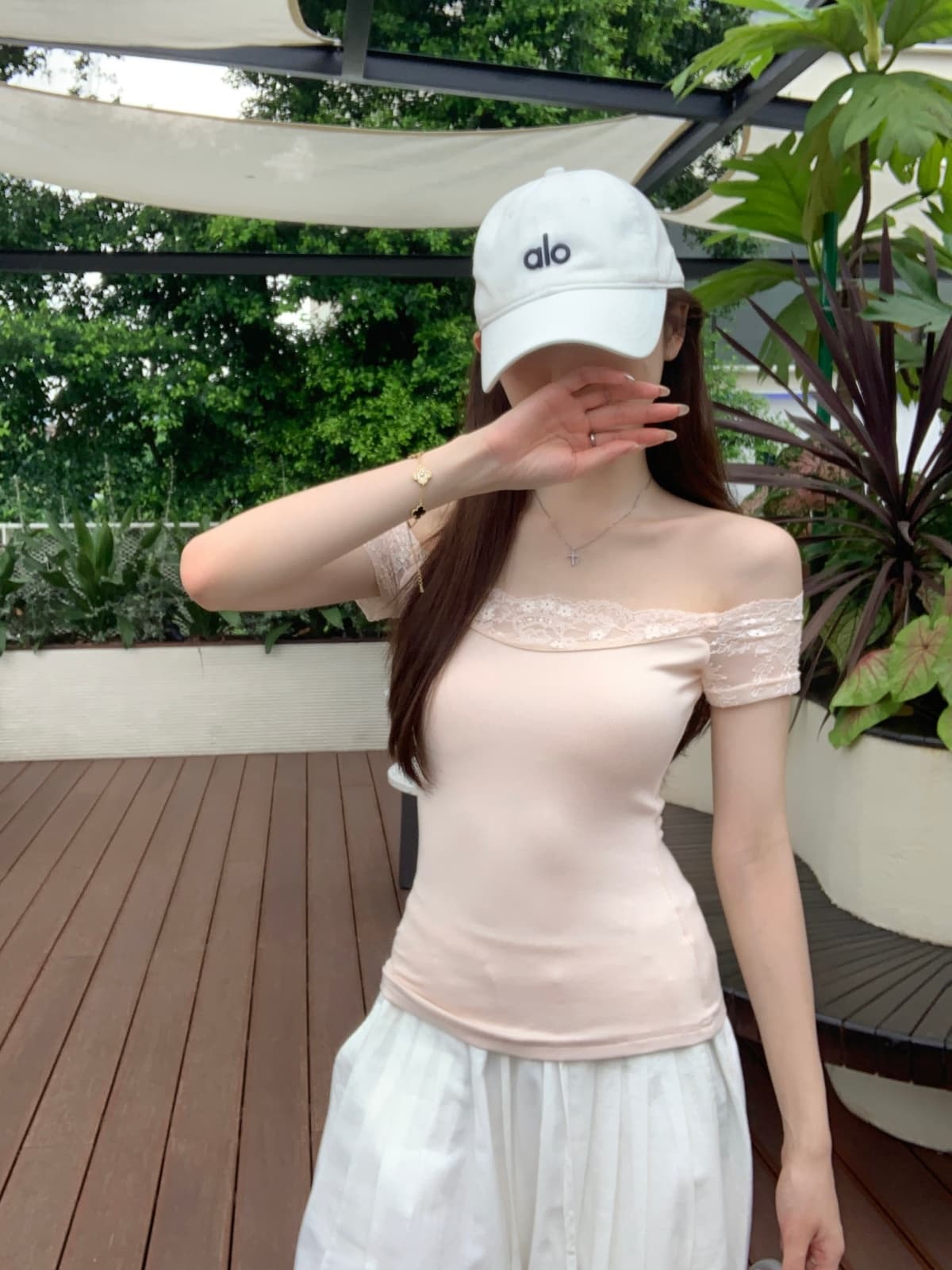 실사 정가 여름 한국 스타일 순수한 욕망 바람 오프숄더 레이스 조각 품격 다용도 반팔 티셔츠 맨위 상세 이미지 7