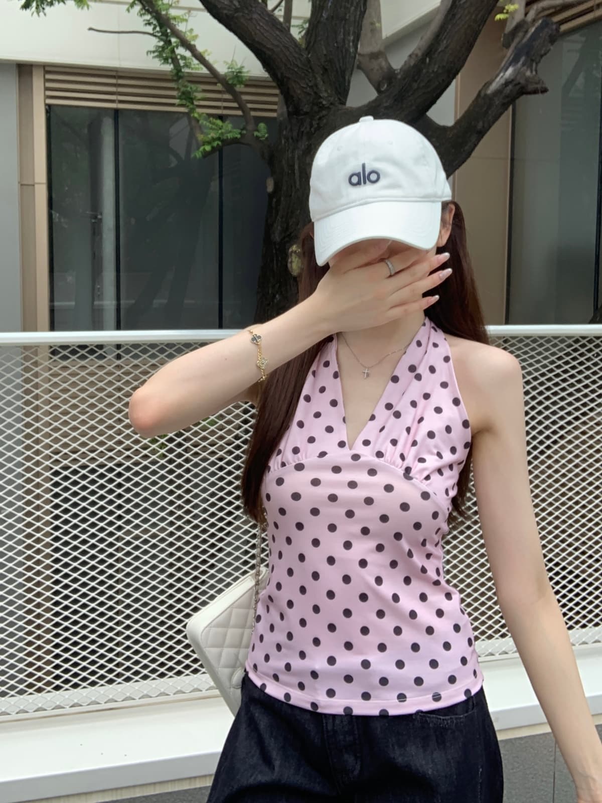 실사 정가 여름 한국 스타일 순수한 욕망 바람 도트 무늬 행침 목 주름 섹시함 몸매 가꾸기 슬림해 보이는 티셔츠 조끼 슬립 상세 이미지 5