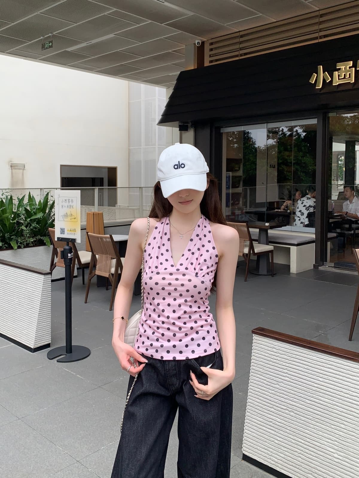 실사 정가 여름 한국 스타일 순수한 욕망 바람 도트 무늬 행침 목 주름 섹시함 몸매 가꾸기 슬림해 보이는 티셔츠 조끼 슬립 상세 이미지 11