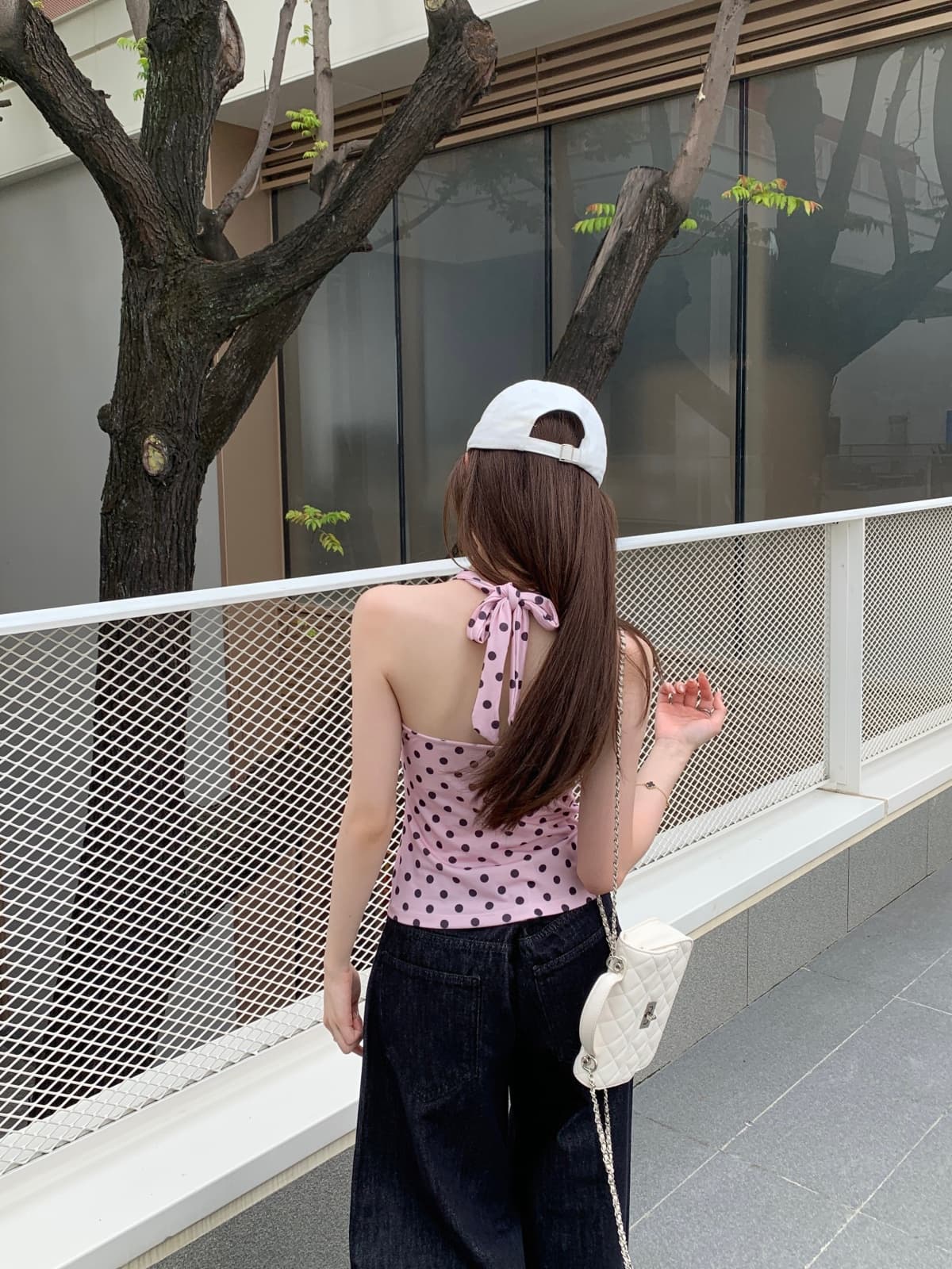 실사 정가 여름 한국 스타일 순수한 욕망 바람 도트 무늬 행침 목 주름 섹시함 몸매 가꾸기 슬림해 보이는 티셔츠 조끼 슬립 상세 이미지 16