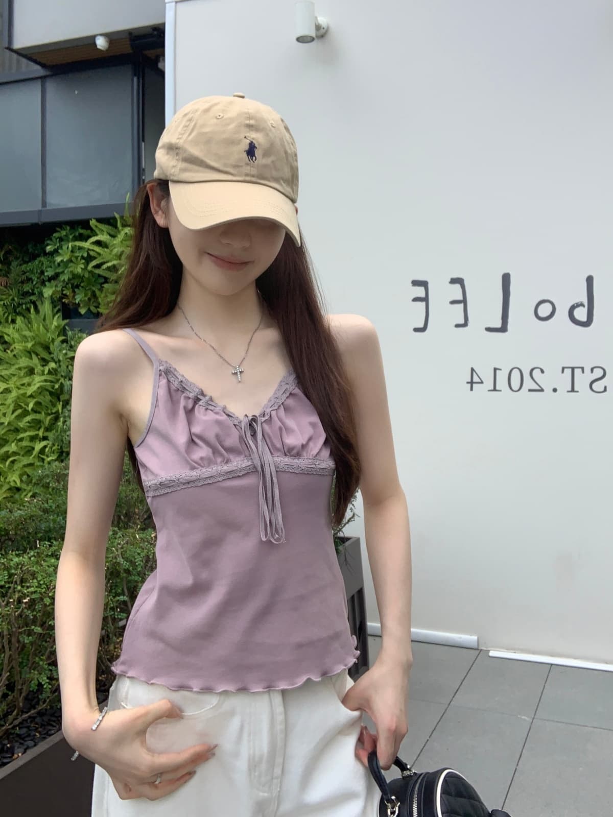 실사 정가 여름 한국 스타일 주름 스트랩 프릴 품격 다용도 몸매 가꾸기 슬림해 보이는 슬립 티셔츠 조끼 상세 이미지 28