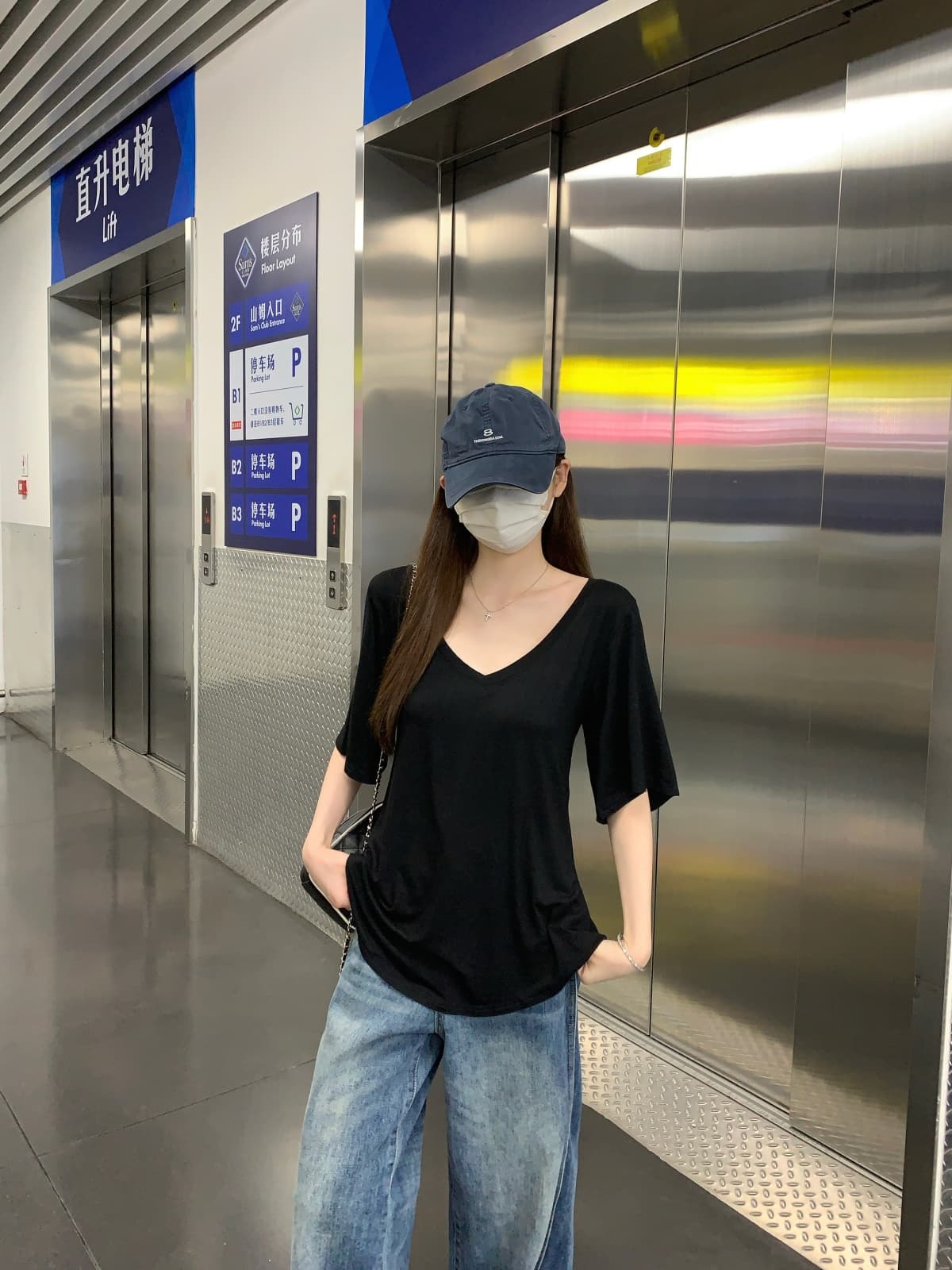 실사 정가 여름 한국 스타일 V넥 단색 미니멀리즘 품격 다용도 루즈핏 반팔 티셔츠 맨위 상세 이미지 2