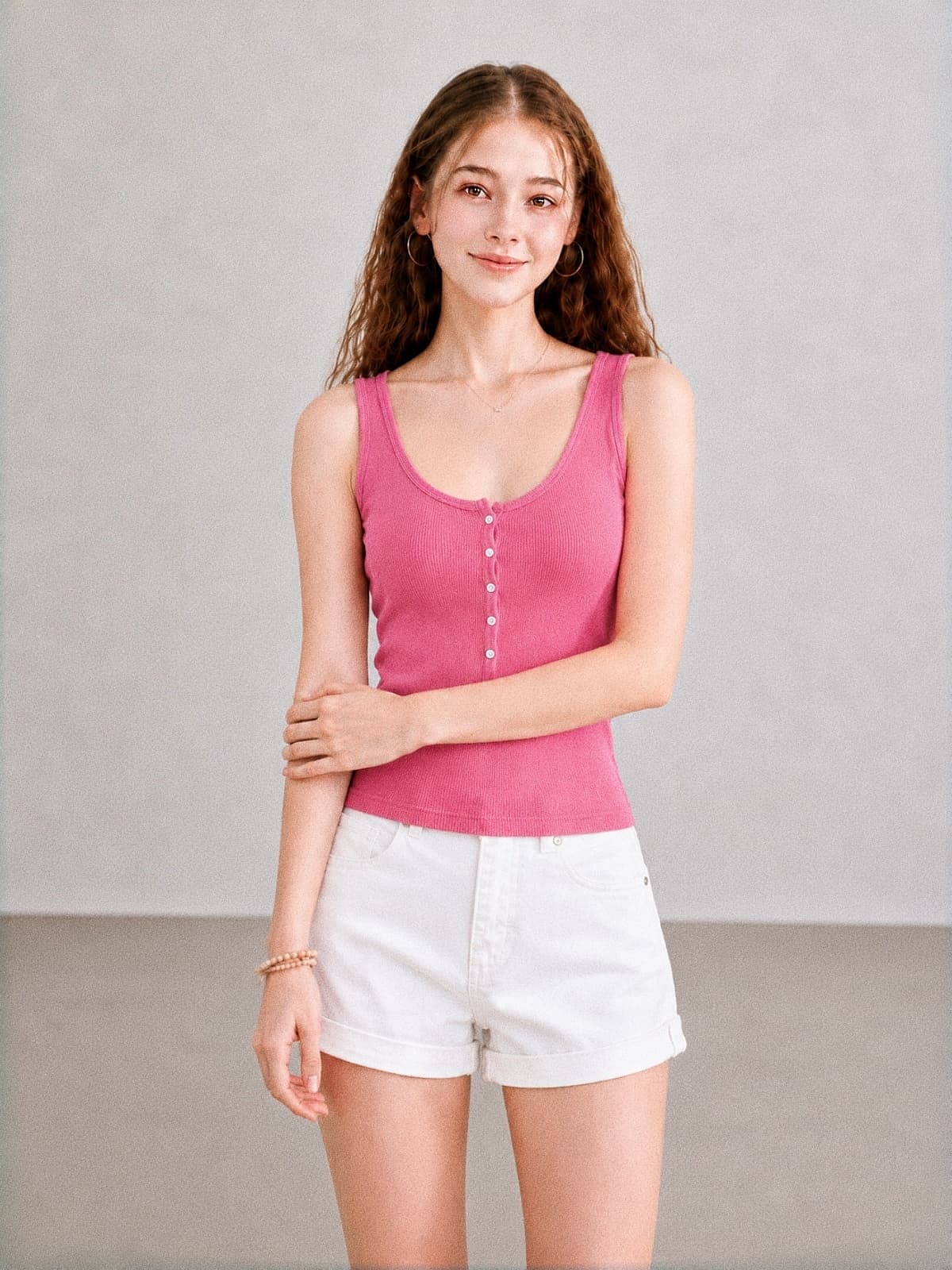 아메리칸 핫걸 바람 캐미솔 여름 몸매 가꾸기 슬림해 보이는 녹색 u 칼라 단추 다용도 인사이드 가져 가라. 외출용 맨위 상세 이미지 8