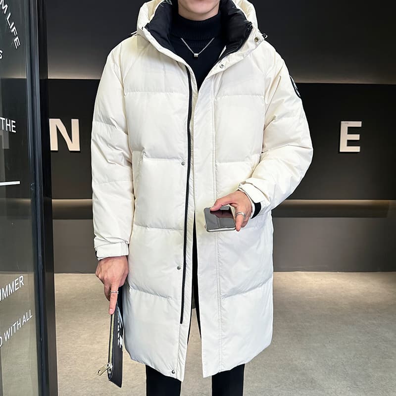 국경 간 야외 워크웨어 운동 후드 재킷 다운 재킷 남녀 중간 길이 높은 품질 국가 표준 후드 재킷 이미지 2