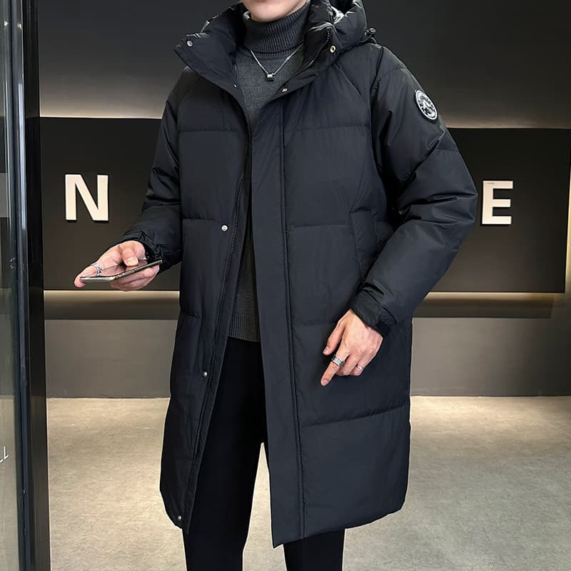 국경 간 야외 워크웨어 운동 후드 재킷 다운 재킷 남녀 중간 길이 높은 품질 국가 표준 후드 재킷 이미지 3