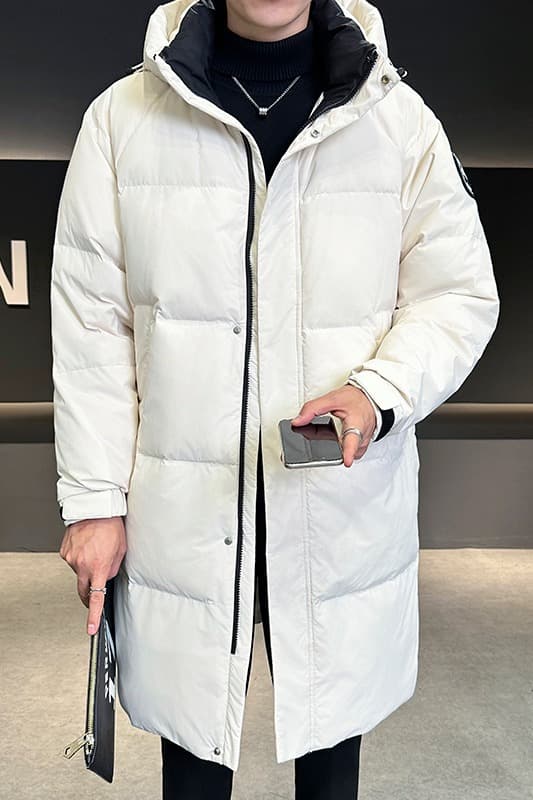 국경 간 야외 워크웨어 운동 후드 재킷 다운 재킷 남녀 중간 길이 높은 품질 국가 표준 후드 재킷 이미지 6
