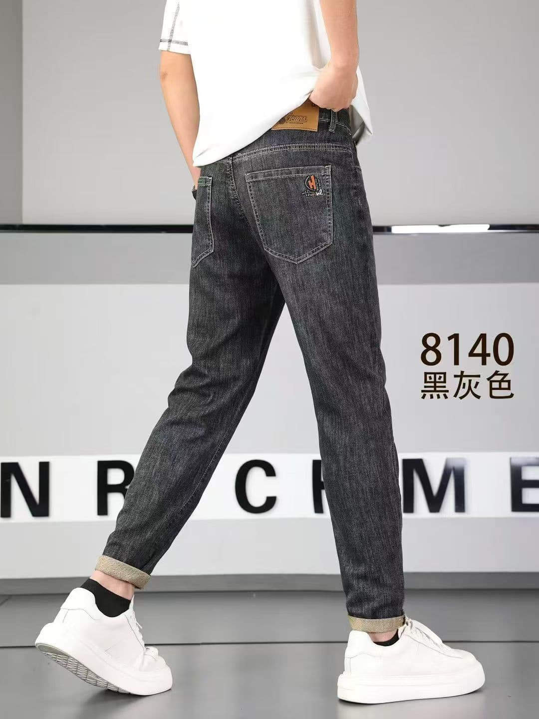 실사 높은 품질 새로운 봄 여름 얇은 스타일 남성 트렌드 다용도 부드럽다 신축성 캐주얼 데님 스트레이트 긴 바지