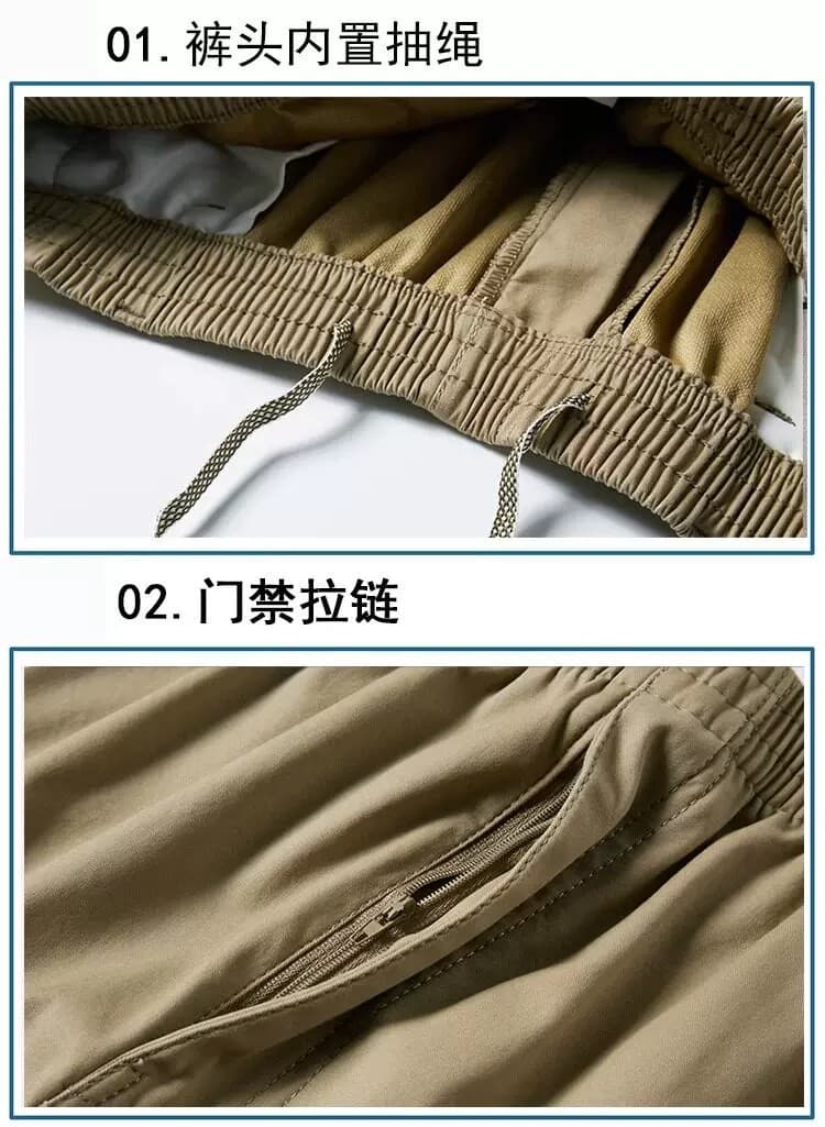 국경 간 폭발 여름 얇은 스타일 순면 다용도 캐주얼 바지 남성 스트레이트 긴 바지 편안함 통기성 루즈핏 운동 바지 상세 이미지 4
