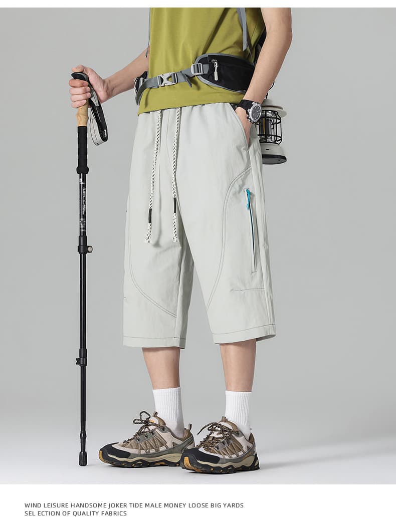실사 산계 야외 배색 지퍼 워크웨어 7부 바지 남녀 여름 얇은 스타일 루즈핏 내마모 도보 여행 등산 반바지 상세 이미지 21
