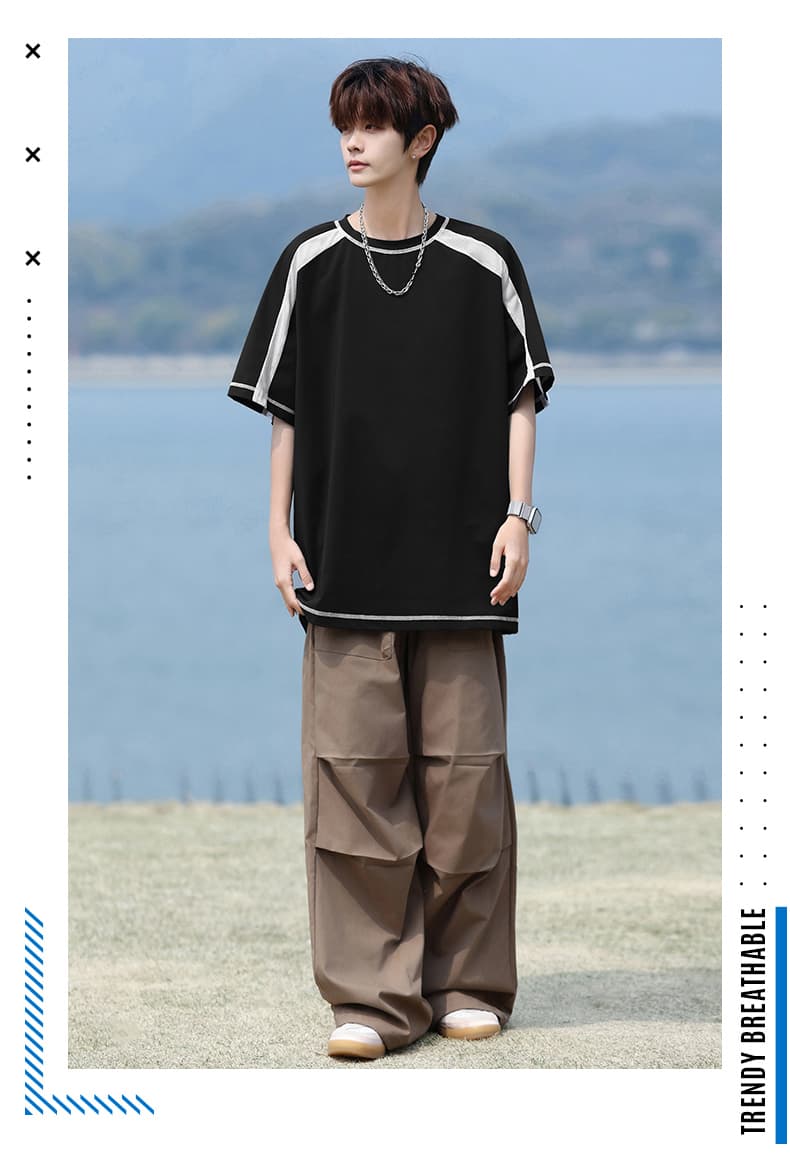 케이블 루오 Na 얼음 센스 반팔 티셔츠 남자 여름 2026 새로운 통기성 메쉬 속도 건조한 차가운 센스 루즈핏 소년 동정 t 상세 이미지 10