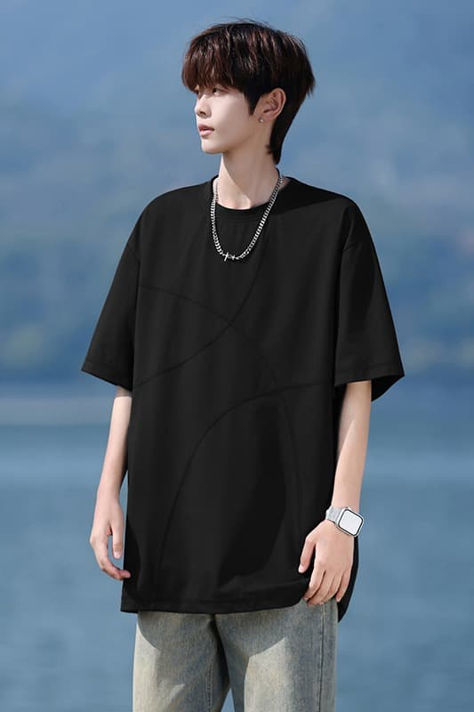 실사 차가운 센스 반팔 티셔츠 남성 여름 2026 새로운 통기성 반소매 맨위 루즈핏 여름 드레스 소년 동정 t 이미지 6