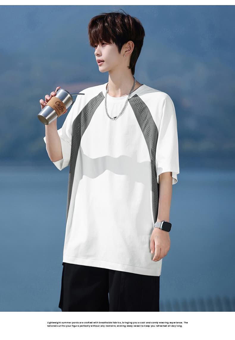 얼음 센스 속도 건조한 반팔 티셔츠 남성 여름 2026 새로운 야외 배색 펀칭 캐주얼 운동 차가운 센스 맨위 상세 이미지 12