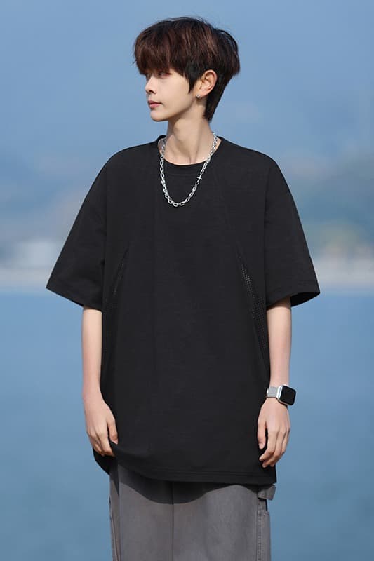 실사 얼음 센스 메쉬 반팔 티셔츠 남성 여름 2026 새로운 루즈핏 운동 맨위 루즈핏 캐주얼 동정 이미지 6