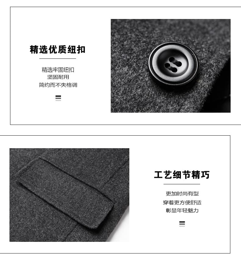 국경 간 배정 폭발 봄 가을 겨울 새로운 바람막이 남성 중간 길이 싱글 줄 버튼 비즈니스 캐주얼 폴로 칼라 재킷 상세 이미지 8