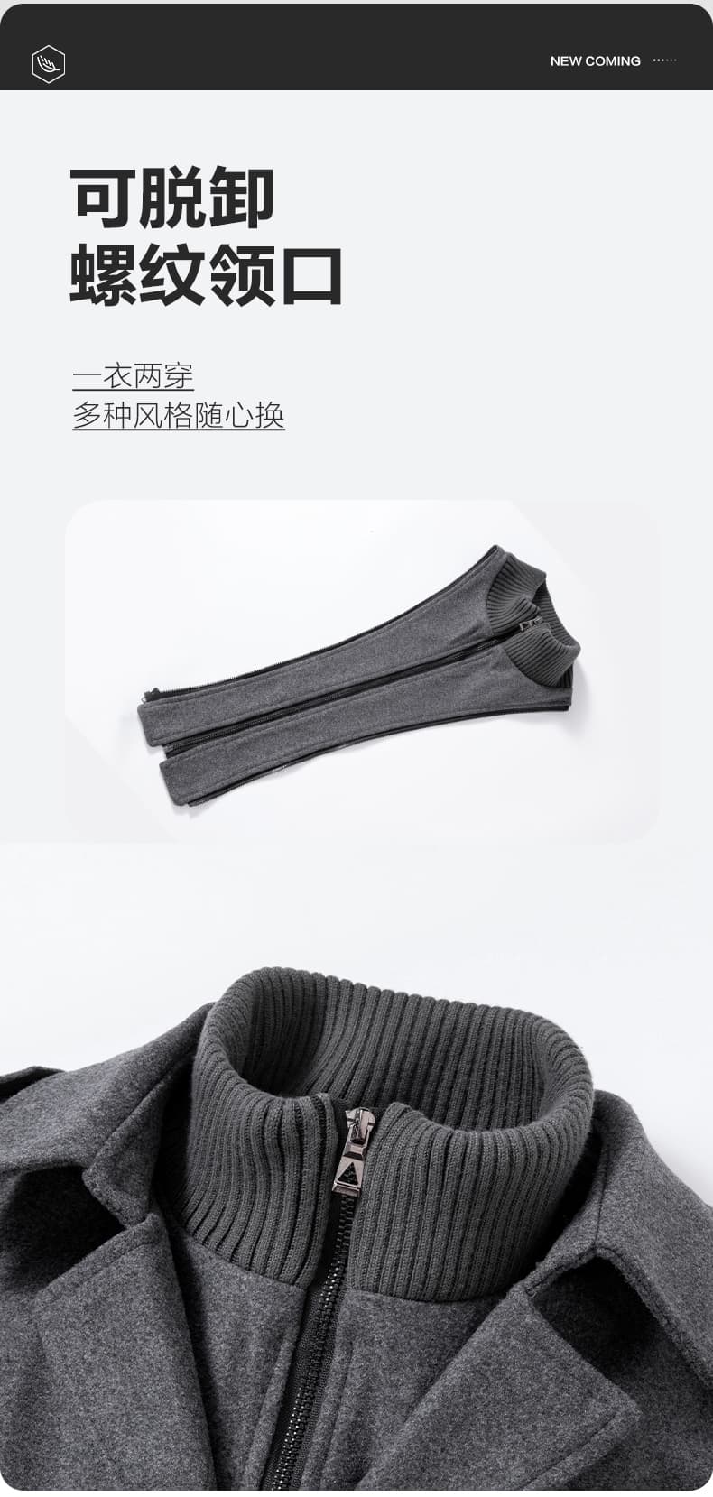 국경 간 배정 폭발 봄 가을 새로운 바람막이 남성 중간 길이 싱글 줄 버튼 비즈니스 캐주얼 폴로 칼라 재킷 상세 이미지 8
