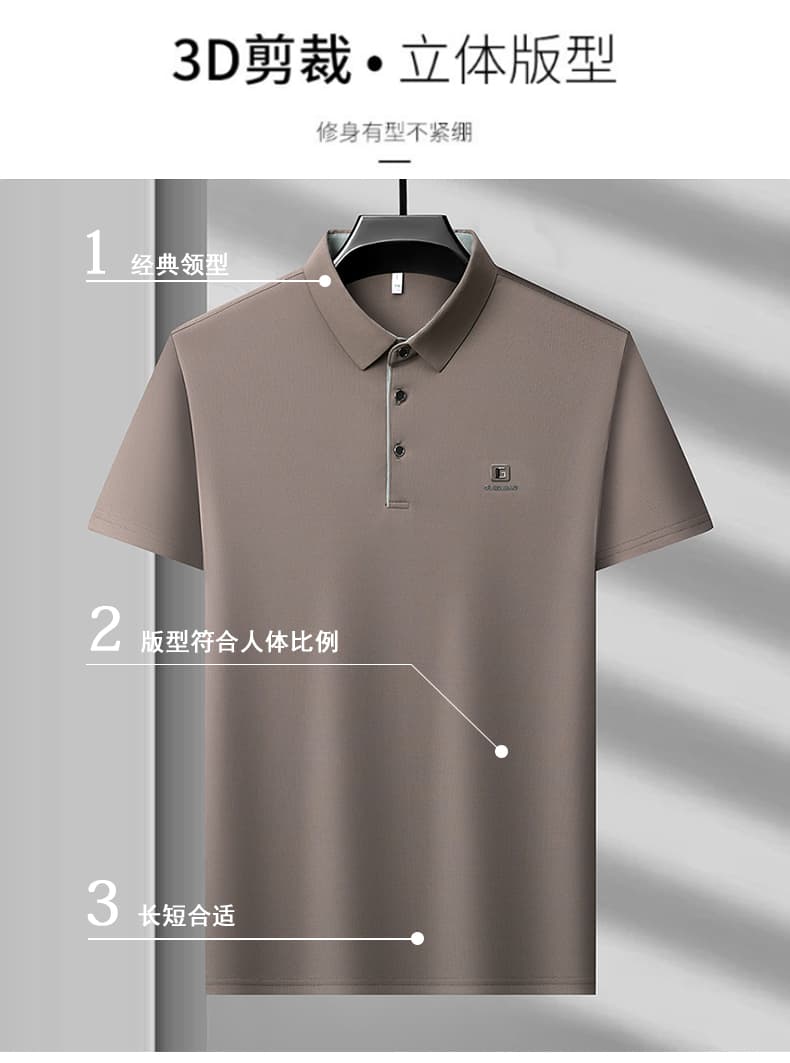 여름 중노년 아빠 로드 중 비즈니스 캐주얼 폴로 칼라 반팔 루즈핏 POLO 셔츠 남성 캐주얼 다용도 티셔츠 상세 이미지 3