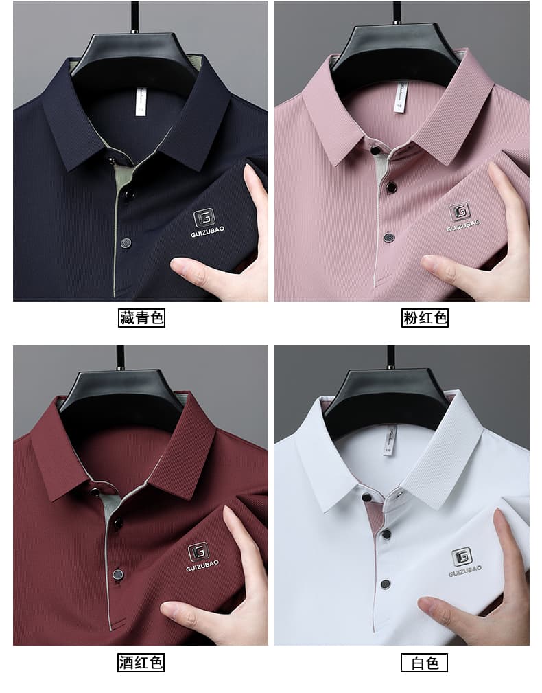 여름 중노년 아빠 로드 중 비즈니스 캐주얼 폴로 칼라 반팔 루즈핏 POLO 셔츠 남성 캐주얼 다용도 티셔츠 상세 이미지 6