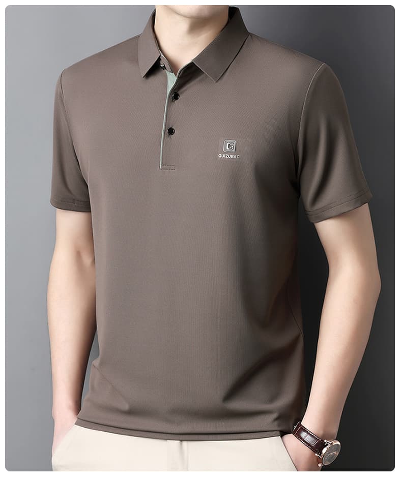 여름 중노년 아빠 로드 중 비즈니스 캐주얼 폴로 칼라 반팔 루즈핏 POLO 셔츠 남성 캐주얼 다용도 티셔츠 상세 이미지 12