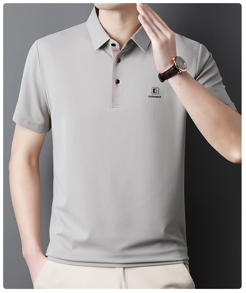 여름 중노년 아빠 로드 중 비즈니스 캐주얼 폴로 칼라 반팔 루즈핏 POLO 셔츠 남성 캐주얼 다용도 티셔츠 상세 이미지 21