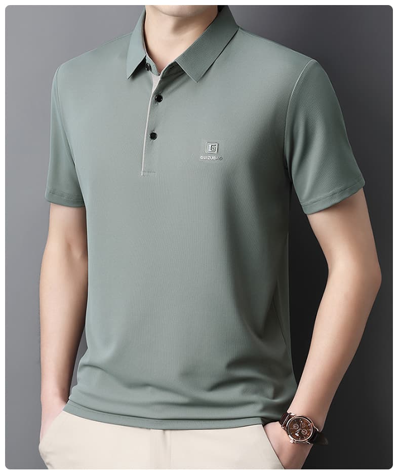 여름 중노년 아빠 로드 중 비즈니스 캐주얼 폴로 칼라 반팔 루즈핏 POLO 셔츠 남성 캐주얼 다용도 티셔츠 상세 이미지 25