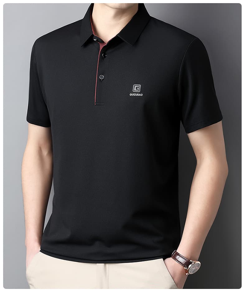 여름 중노년 아빠 로드 중 비즈니스 캐주얼 폴로 칼라 반팔 루즈핏 POLO 셔츠 남성 캐주얼 다용도 티셔츠 상세 이미지 48