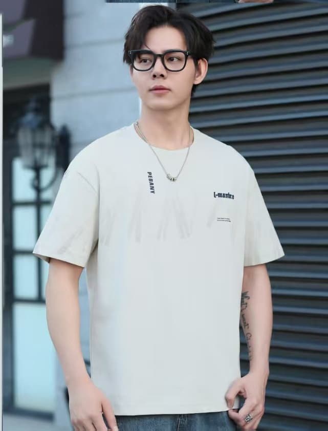 개체 높은 품질 조수 브랜드 패션 프린트 라운드 넥 남성 순면 반팔 다용도 캐주얼 루즈핏 티셔츠 맨위 서비스 상세 이미지 6