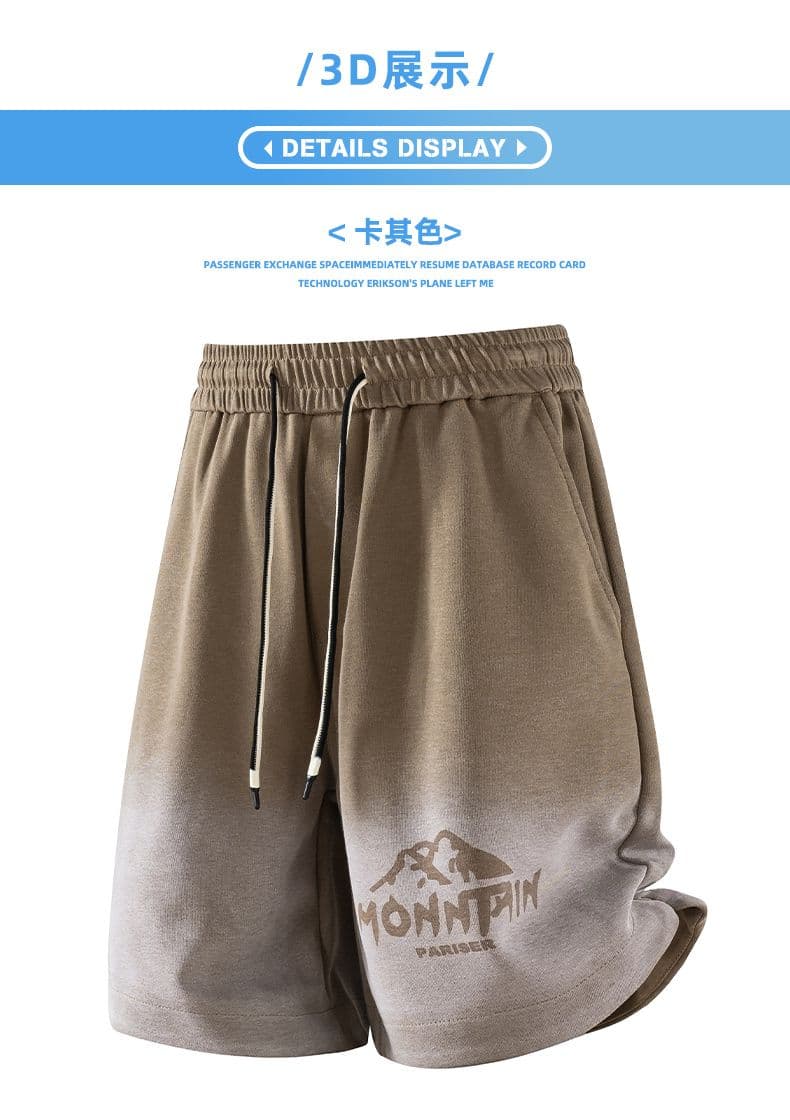 남성 조수 브랜드 여름 5 점 니트 캐주얼 반바지 캐주얼 루즈핏 얇은 스타일 블루 공 무거운 통기성 운동 바지 상세 이미지 10