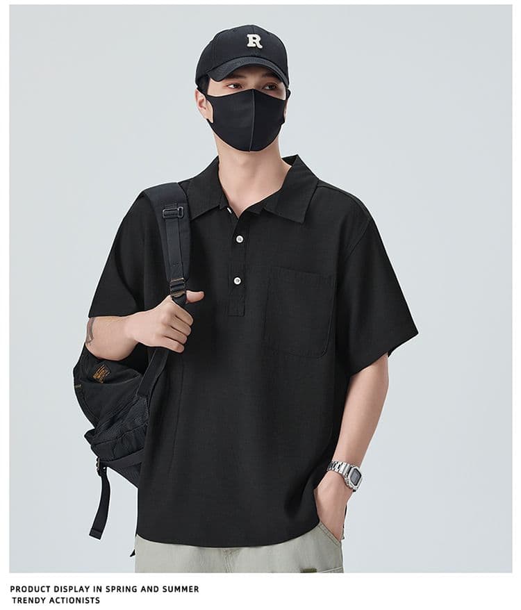 아마 라이 경기 서울 주간 실크 POLO 셔츠 남성 반팔 여름 새로운 통기성 루즈핏 질감 센스 출퇴근 섹션 맨위 상세 이미지 10