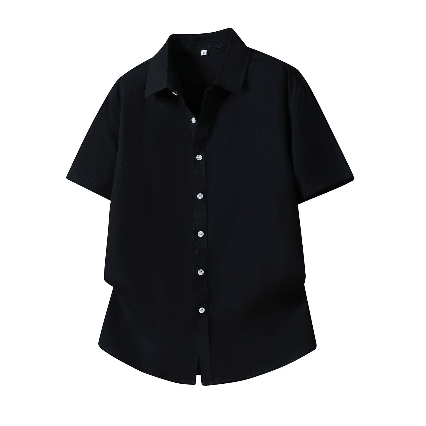 반팔 면 셔츠 비즈니스 미니멀리즘 캐주얼 청년 몸매 가꾸기 단색 폴로 칼라 남자 셔츠 편안함 통기성 다용도 남성 의류 이미지 4