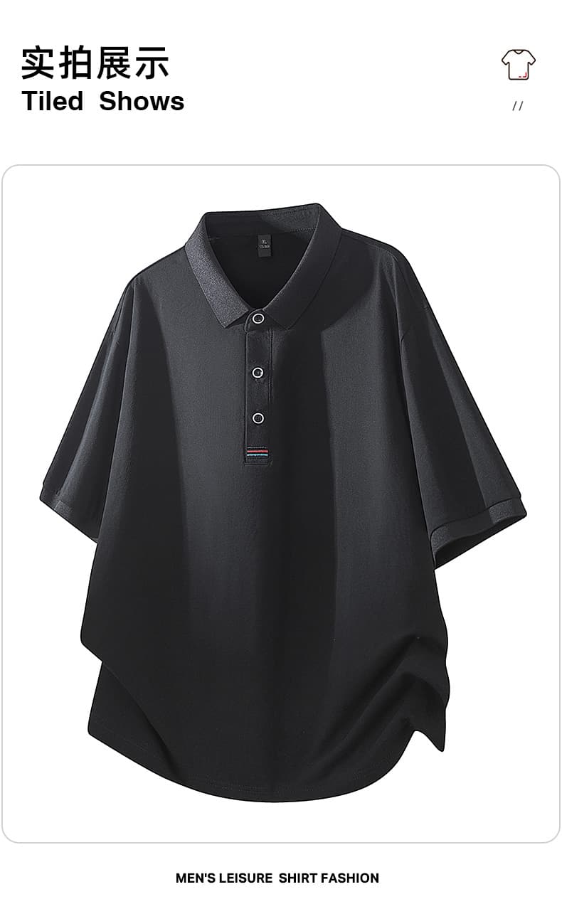 여름 얼음 센스 남성 새로운 POLO 셔츠 트렌드 반팔 암살 자수 캐주얼 루즈핏 다용도 티셔츠 폴로 칼라 맨위 티셔츠 상세 이미지 13