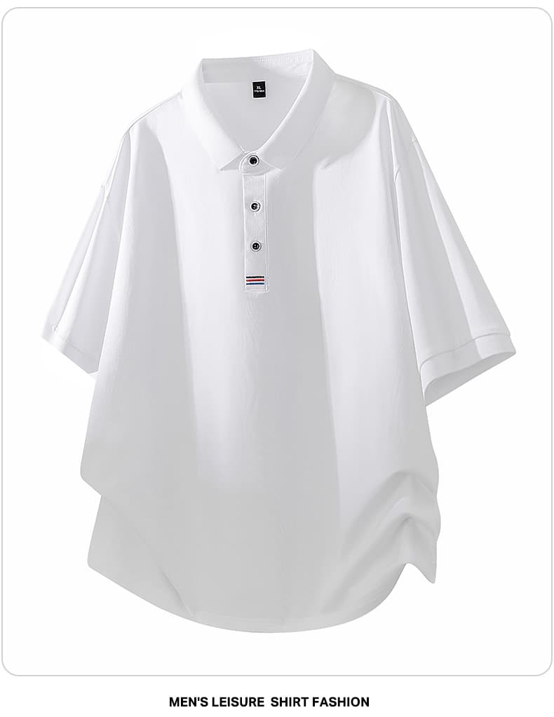 여름 얼음 센스 남성 새로운 POLO 셔츠 트렌드 반팔 암살 자수 캐주얼 루즈핏 다용도 티셔츠 폴로 칼라 맨위 티셔츠 상세 이미지 17