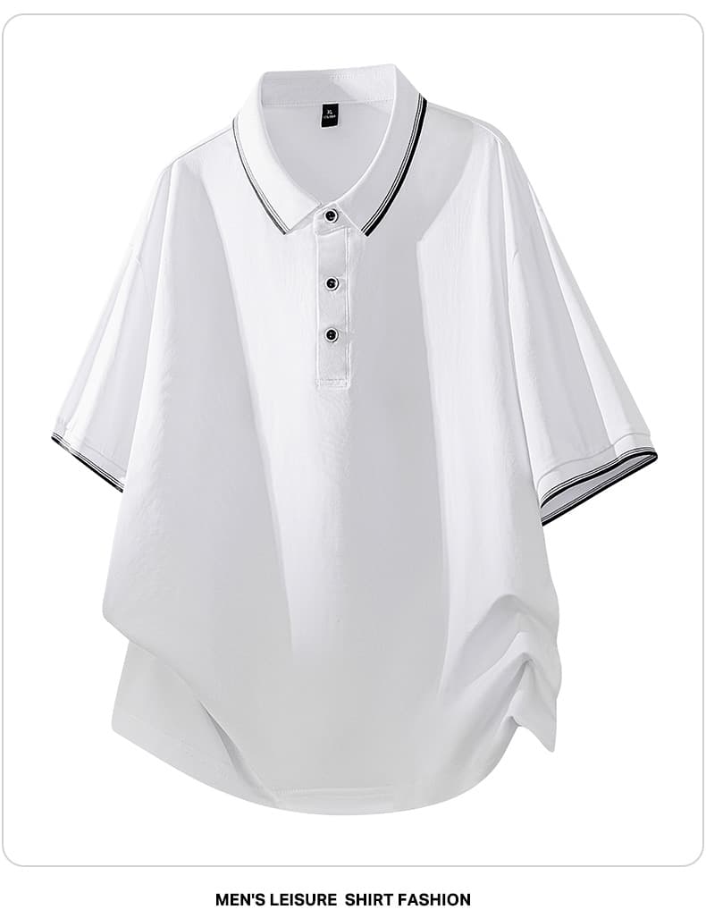 여름 얼음 센스 남성 새로운 POLO 셔츠 트렌드 반팔 암살 자수 캐주얼 루즈핏 다용도 티셔츠 폴로 칼라 맨위 티셔츠 상세 이미지 18