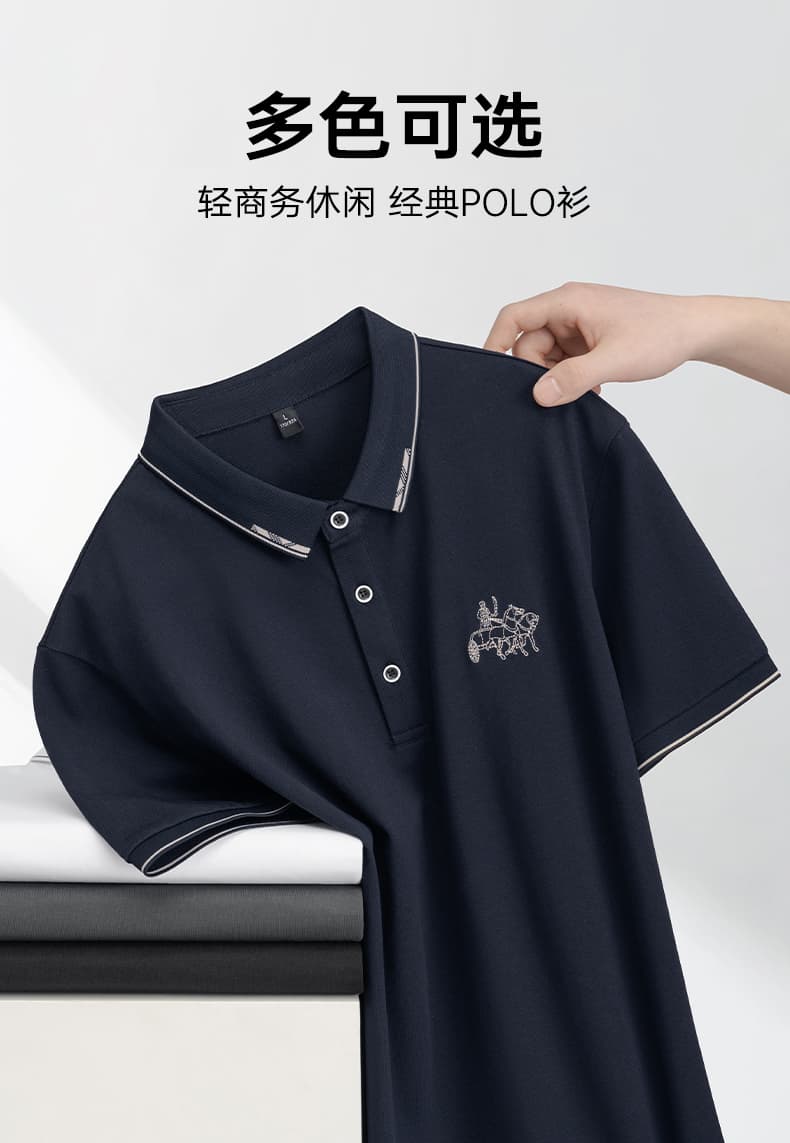 여름 얼음 센스 남성 새로운 POLO 셔츠 트렌드 반팔 암살 자수 캐주얼 루즈핏 다용도 티셔츠 폴로 칼라 맨위 티셔츠 상세 이미지 7