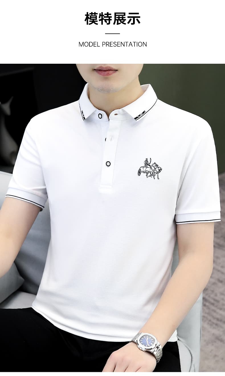 여름 얼음 센스 남성 새로운 POLO 셔츠 트렌드 반팔 암살 자수 캐주얼 루즈핏 다용도 티셔츠 폴로 칼라 맨위 티셔츠 상세 이미지 10