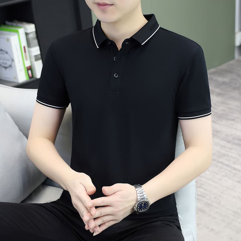 여름 얼음 센스 남성 새로운 POLO 셔츠 트렌드 반팔 암살 자수 캐주얼 루즈핏 다용도 티셔츠 폴로 칼라 맨위 티셔츠 이미지 3
