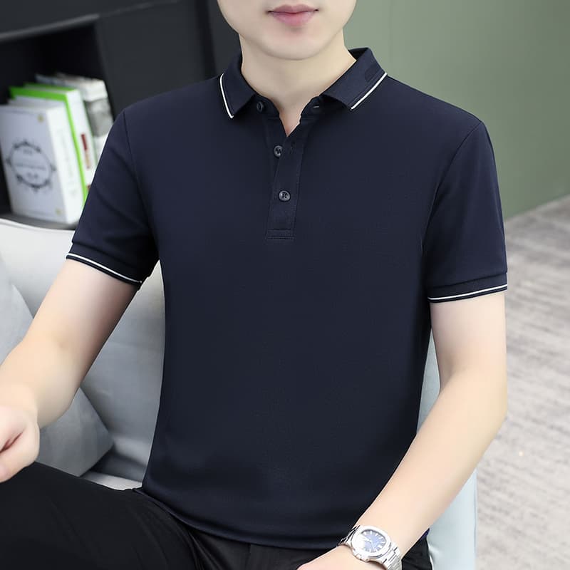 여름 얼음 센스 남성 새로운 POLO 셔츠 트렌드 반팔 암살 자수 캐주얼 루즈핏 다용도 티셔츠 폴로 칼라 맨위 티셔츠 이미지 5